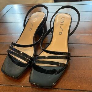 Black Patent Leather Strappy Heels